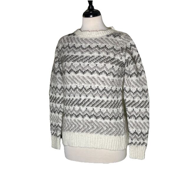 Ann Taylor LOFT Wool Alpaca Blend Crew Pullover Sweater Women’s Med Cream Gray - Picture 1 of 5